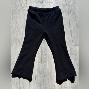 Zara Black Ribbed Flared Split Hem Leggings